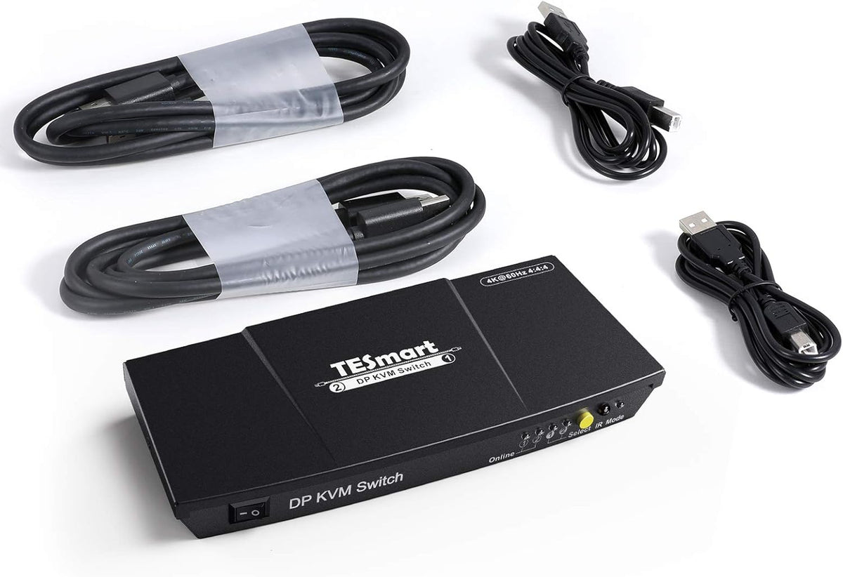 2 Port DisplayPort 4K 60Hz KVM Switcher with Cables Black Z16898