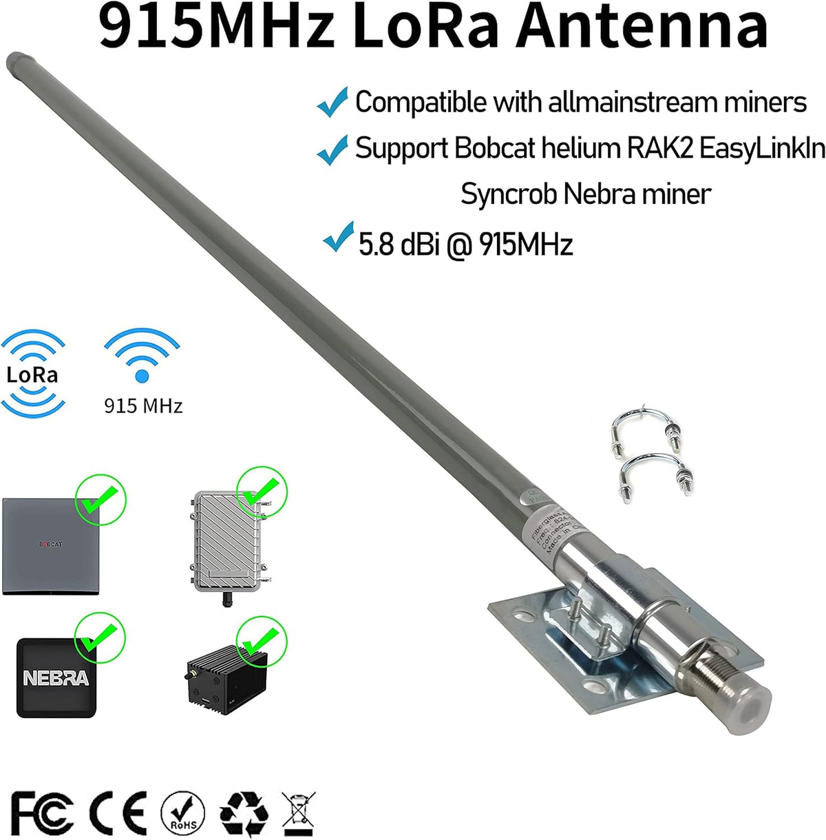 915MHz 5.8dBi Outdoor Omni Antenna A6395
