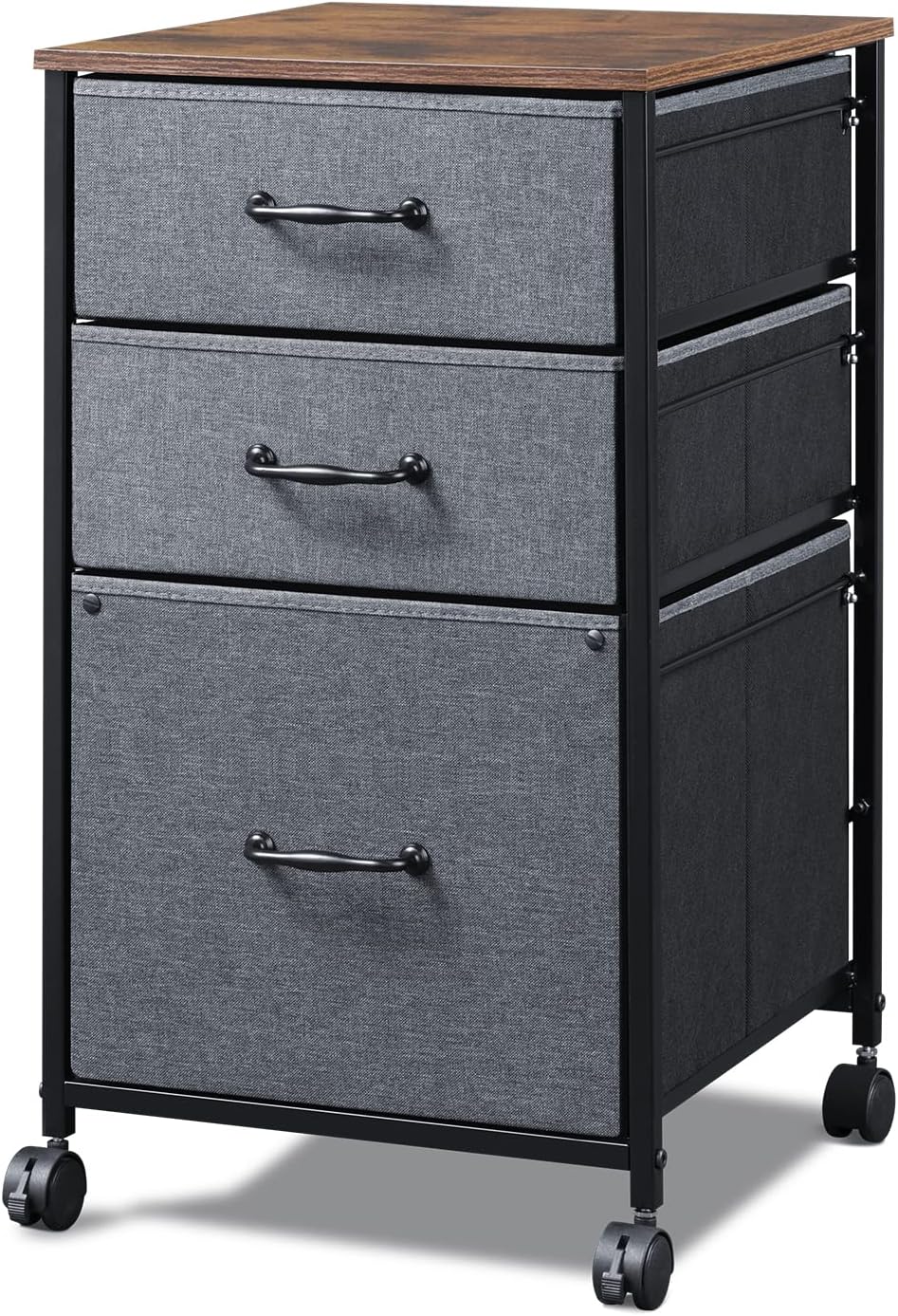 Black Mobile File Cabinet with Storage Shelf Z7058