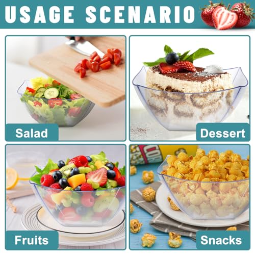 50 Pack Plastic Clear Serving Bowls 8 Ounce D9569
