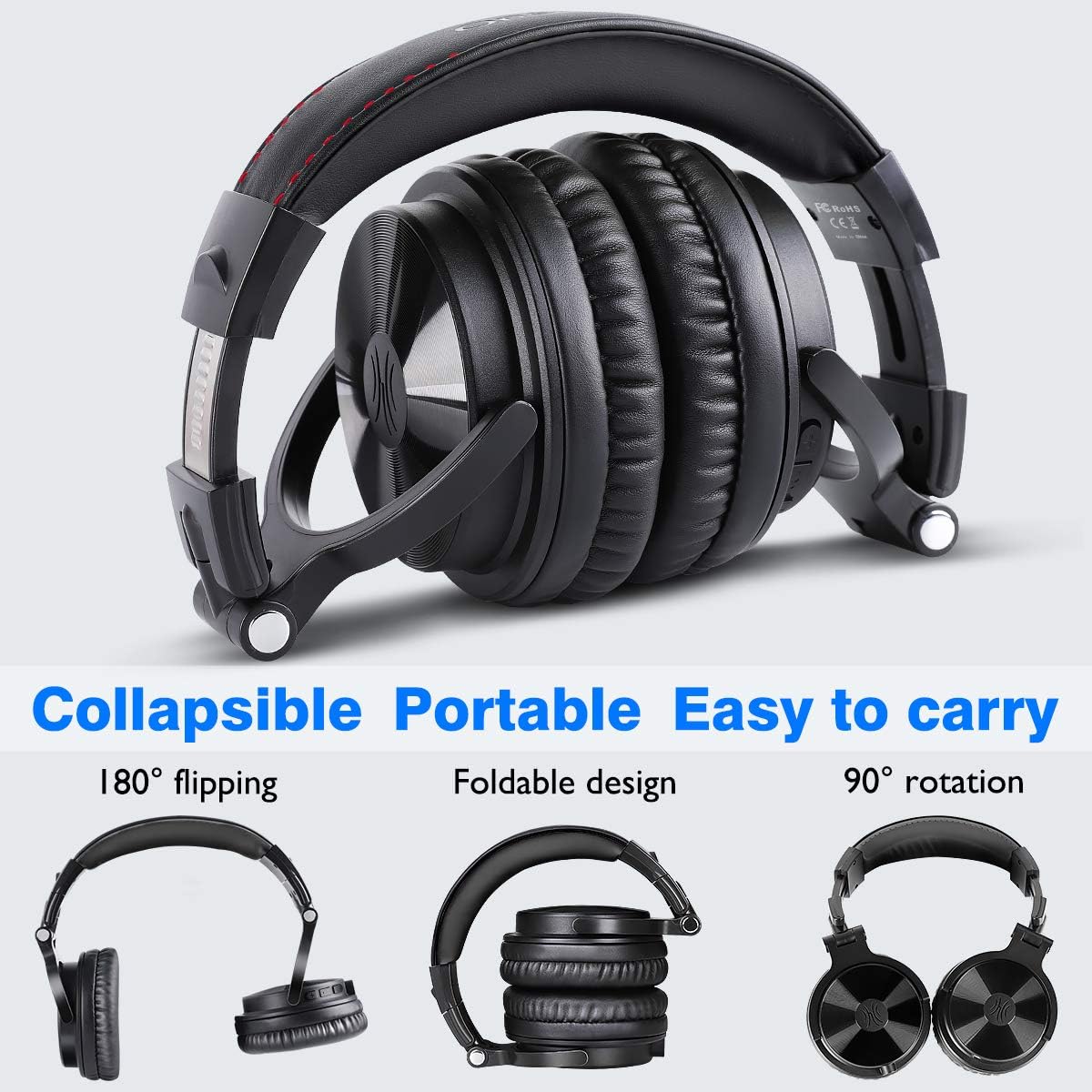 Pack of 2 Foldable Bluetooth Over Ear Headphones with 50mm Neodymium Drivers F17375