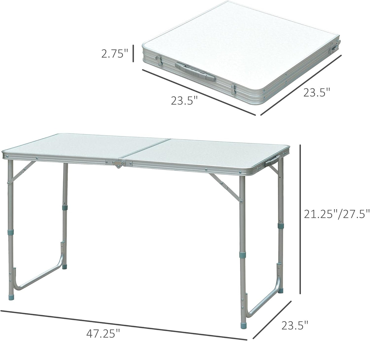 47 Aluminum Lightweight Portable Height Adjustable Camping Table with Carry Handle V553