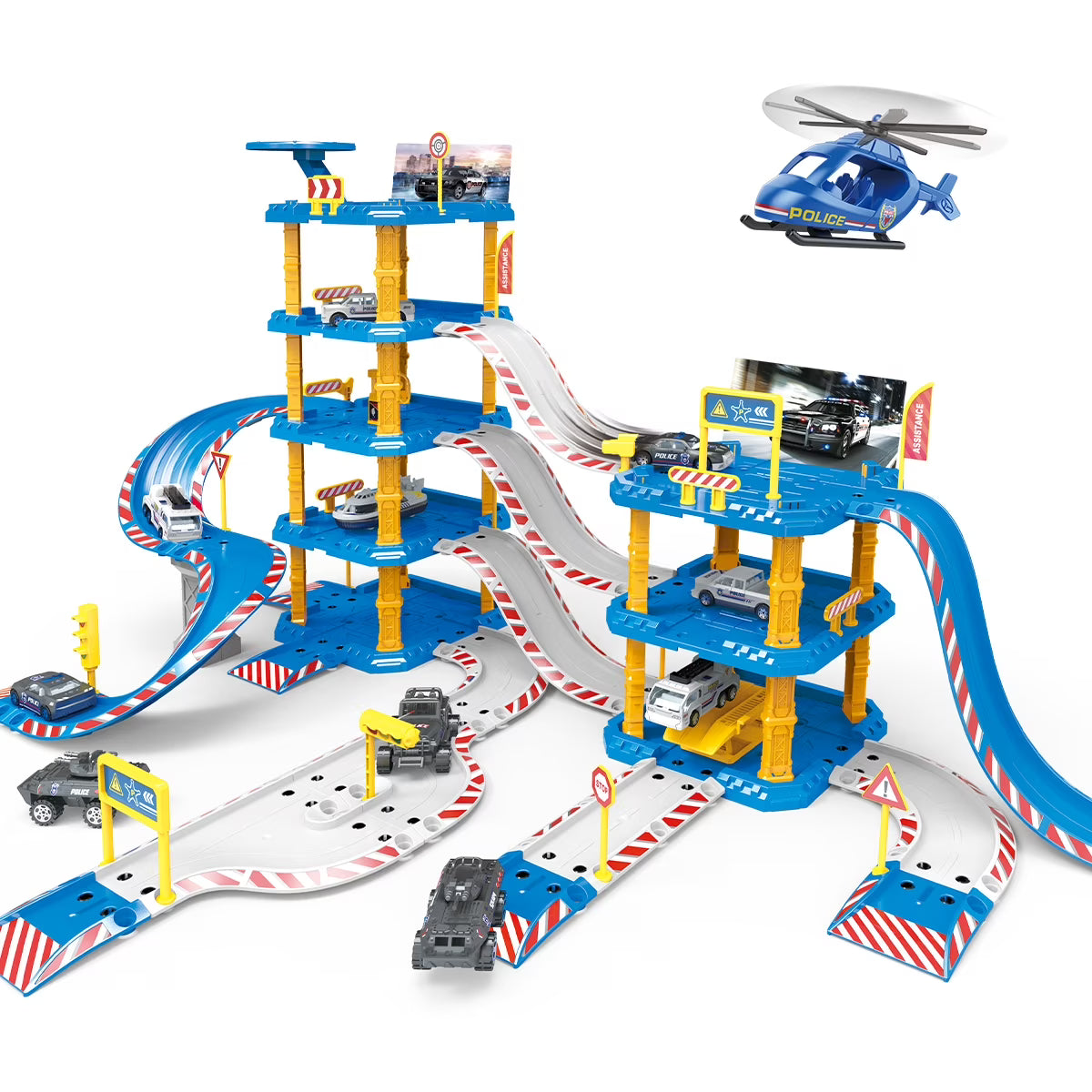 Kids Car Garage Toy with Vertical Ramps Spiral Ramps and Play Mat Z138473