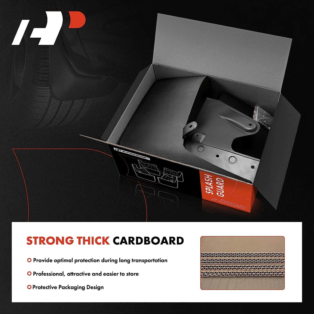 Set of 4 Black Mud Flaps with Hardware Kits J1883