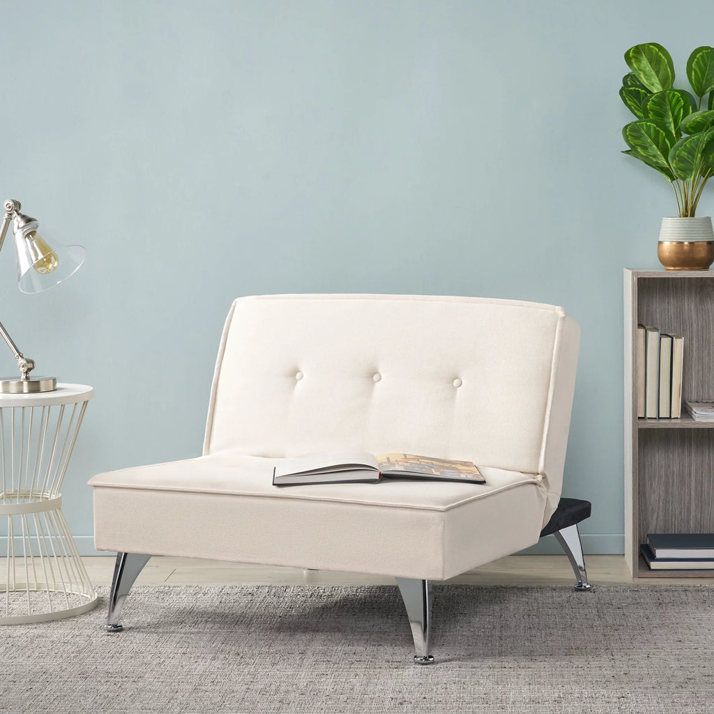 Ivory Fabric Reclining Chair Ottoman O71070
