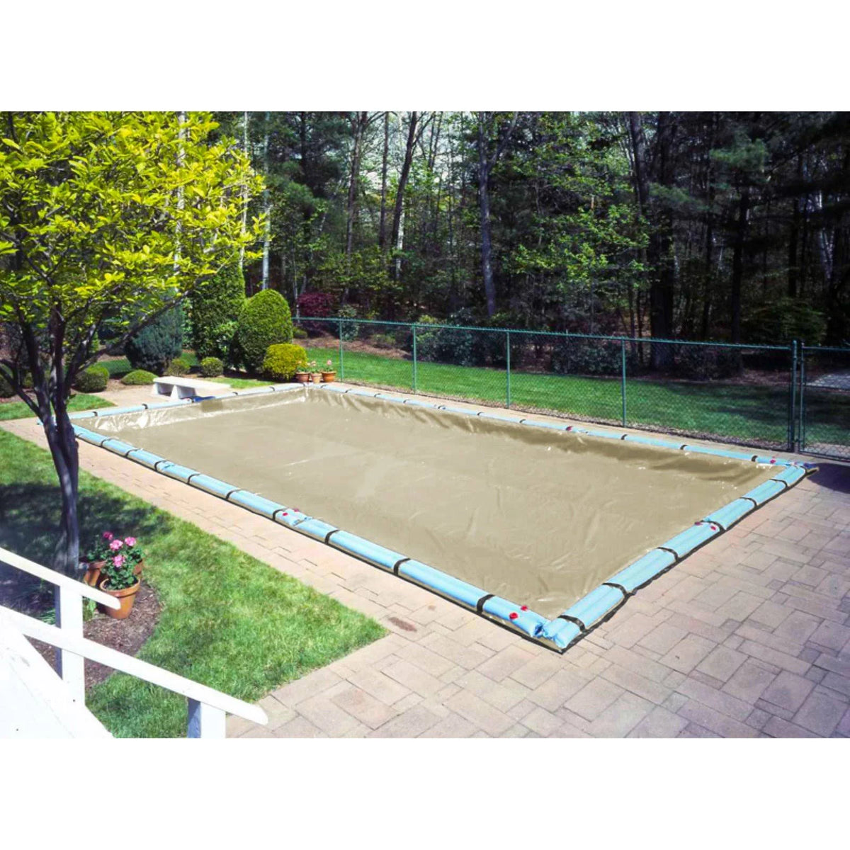 Tan Rectangular Winter Pool Cover F214