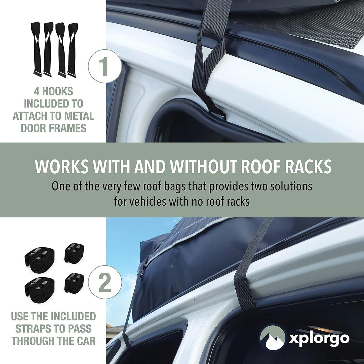 15 Cubic ft Waterproof Rooftop Cargo Bag with Mat, Door Hooks, Straps & Bag R7694