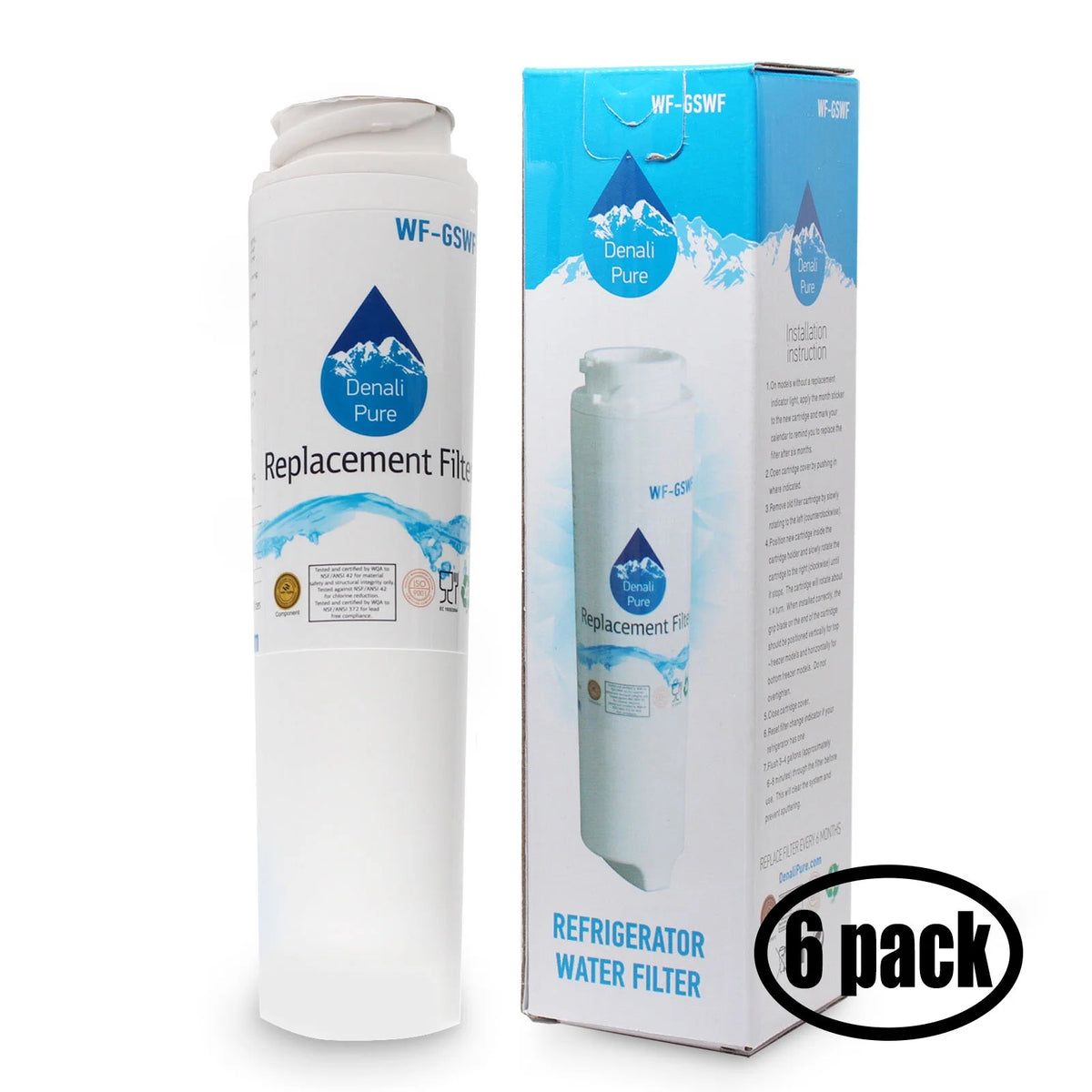6-Pack Replacement Refrigerator Water Filter W304