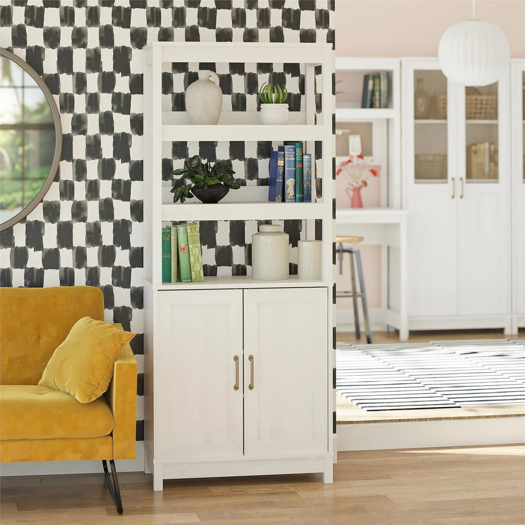 2 Door Ivory Oak Bookcase P9757
