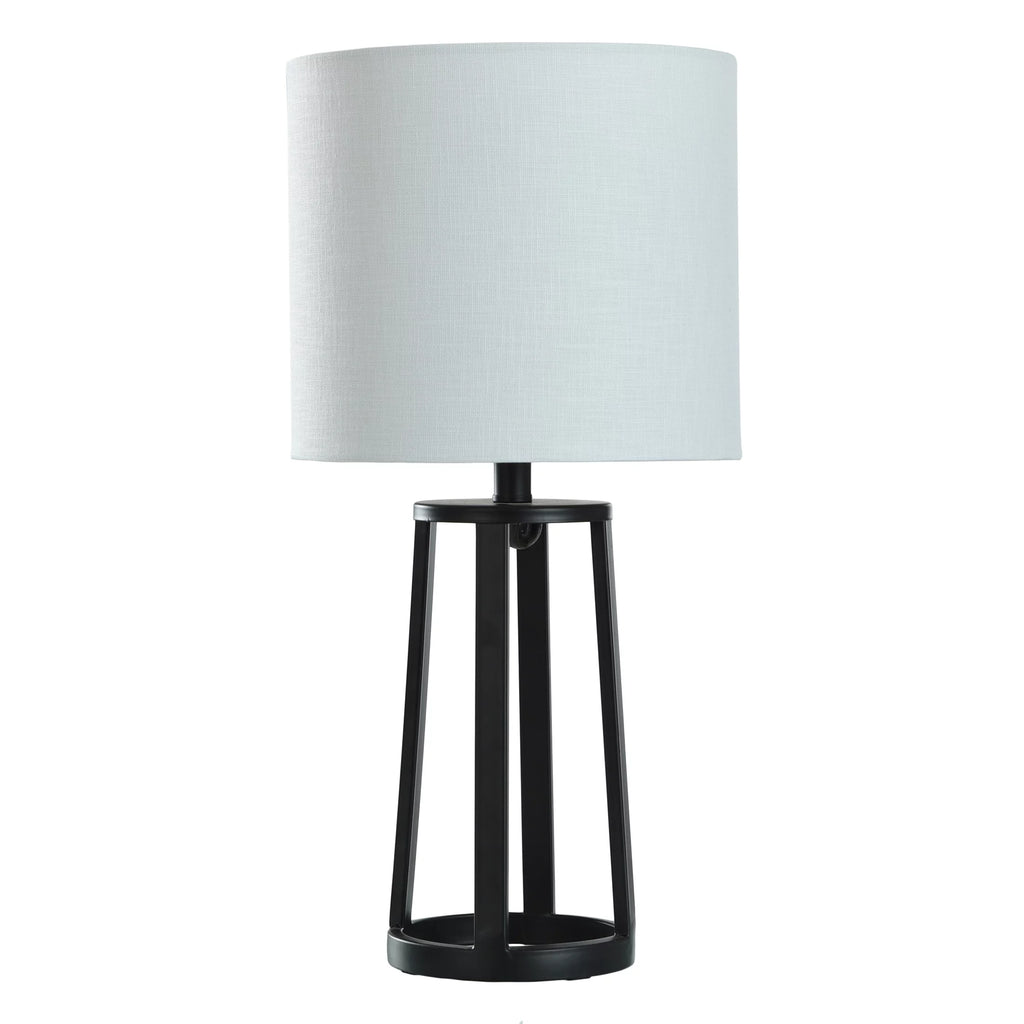 Matte Black Table Lamp with Drum Shade I152228