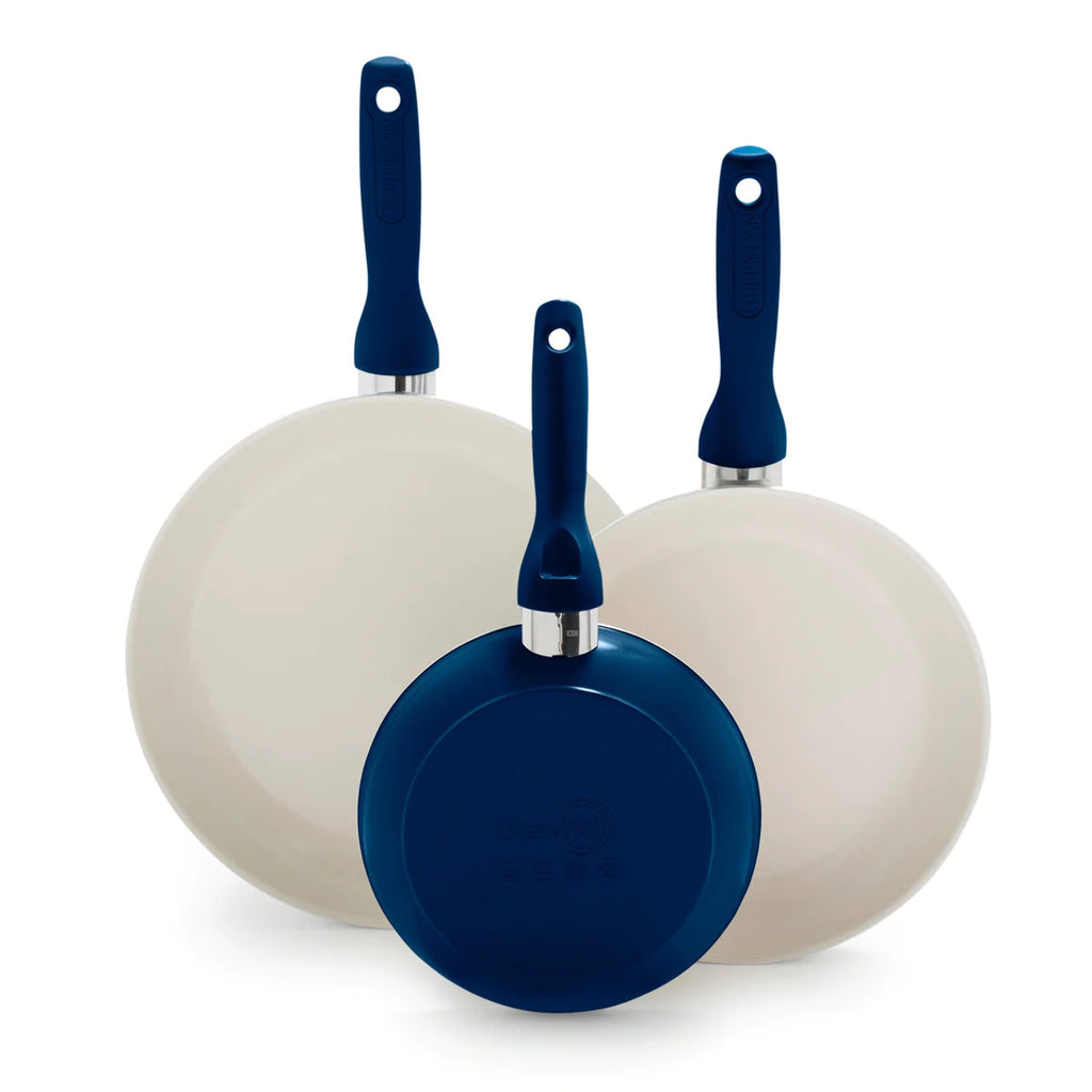 Navy Ceramic Nonstick 7", 9.5" and 11" Frypan Set Q599