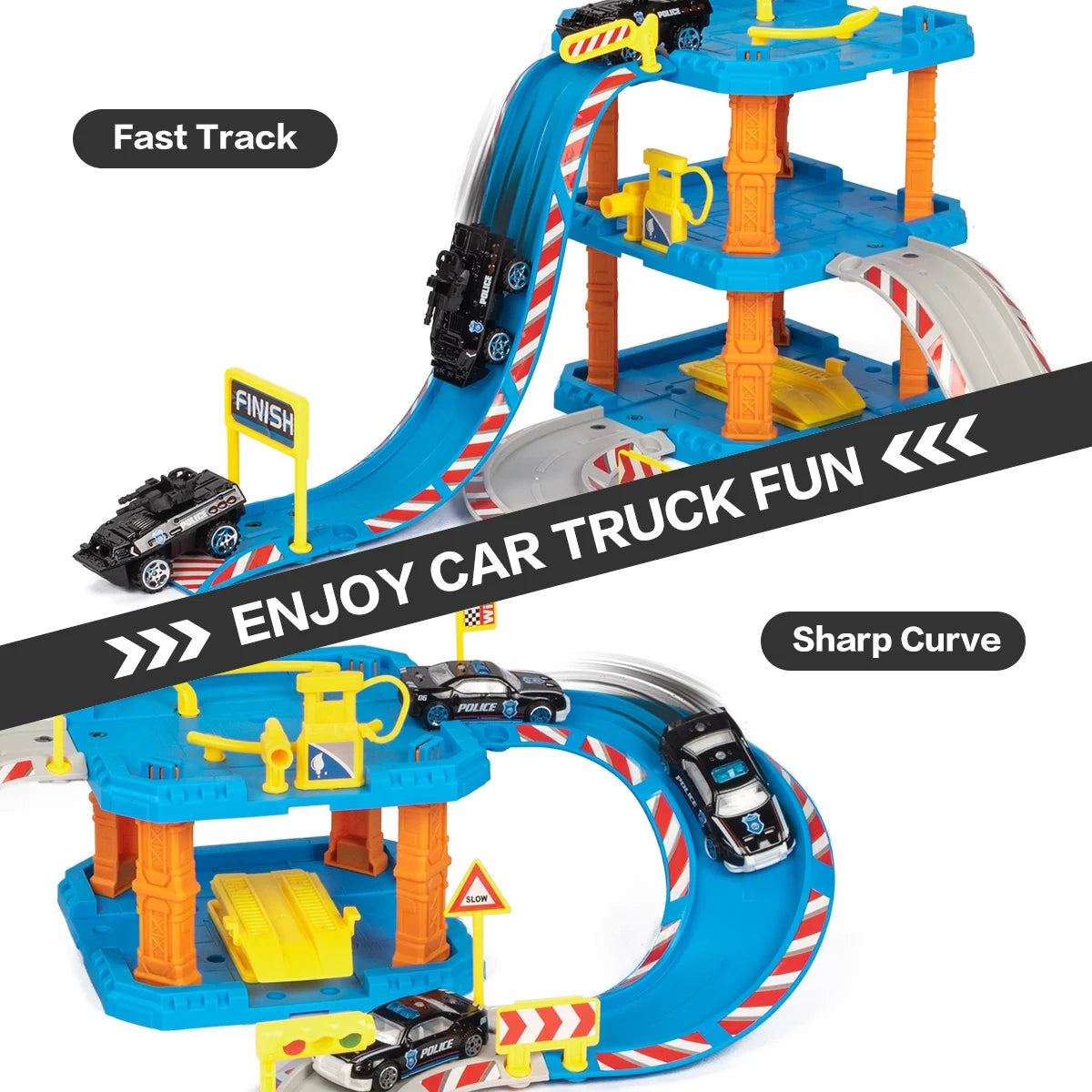 Kids Car Garage Toy with Vertical Ramps Spiral Ramps and Play Mat Z138473