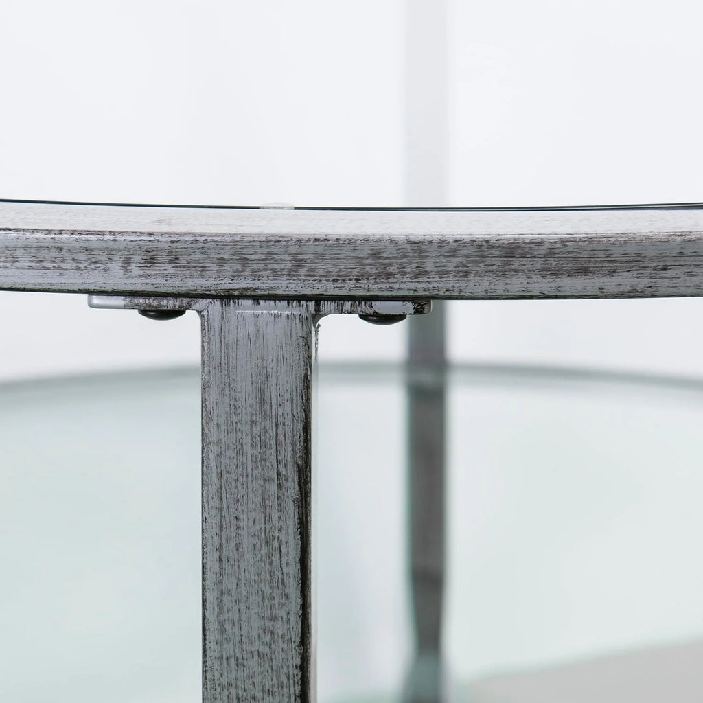 Metal & Glass Round 2-Tier Coffee Table N35155