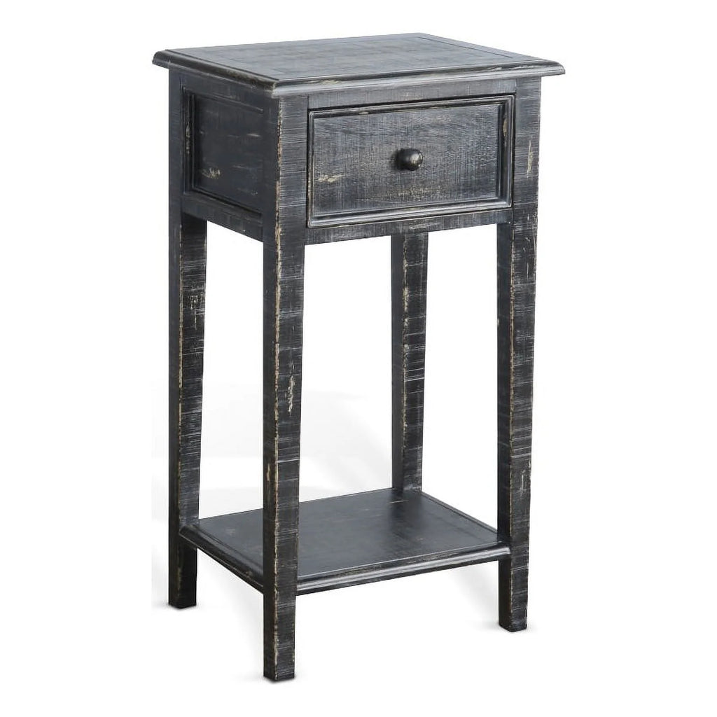 Black Wood Side Table with Drawer M496