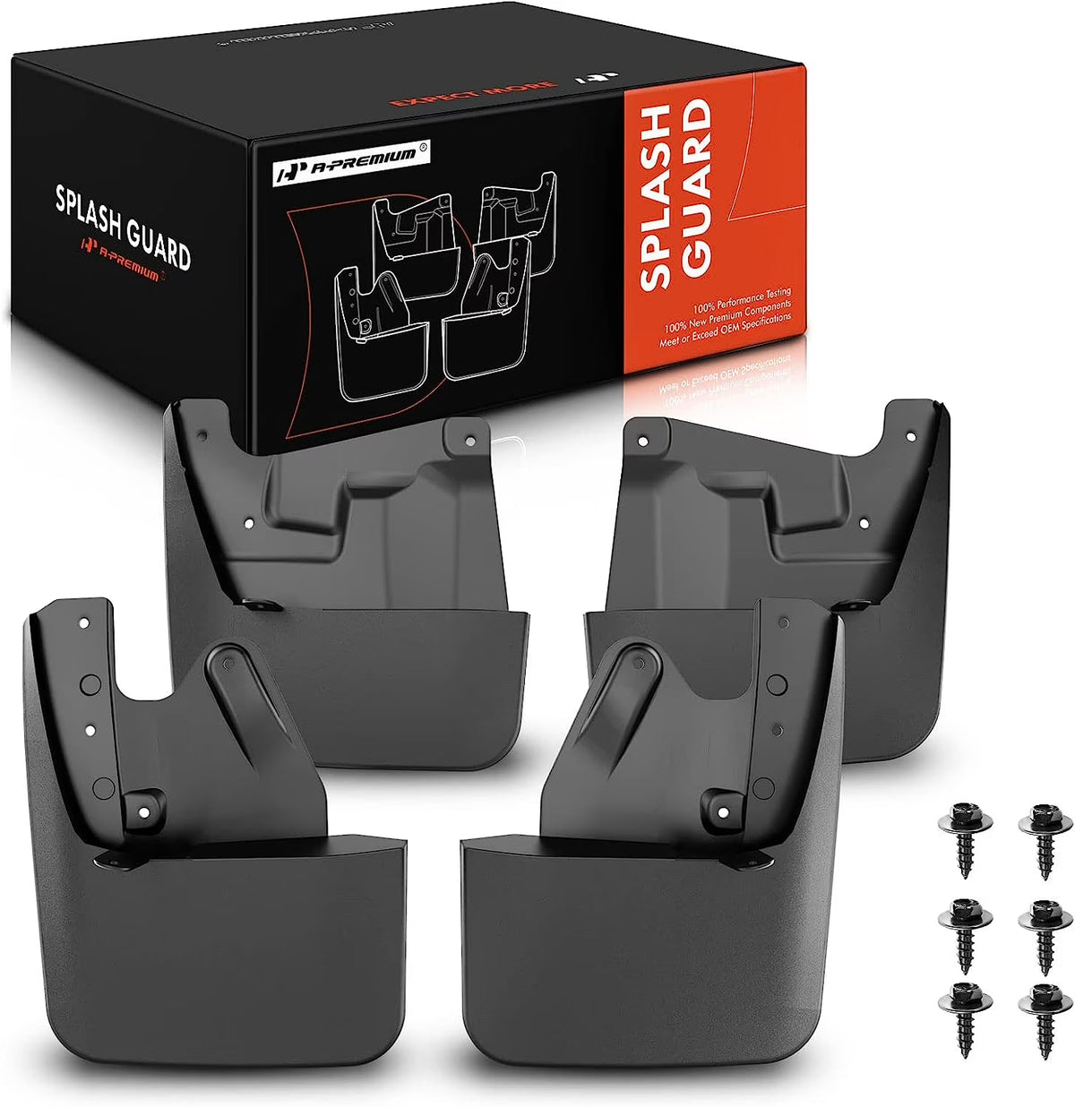 Set of 4 Black Mud Flaps with Hardware Kits J1883