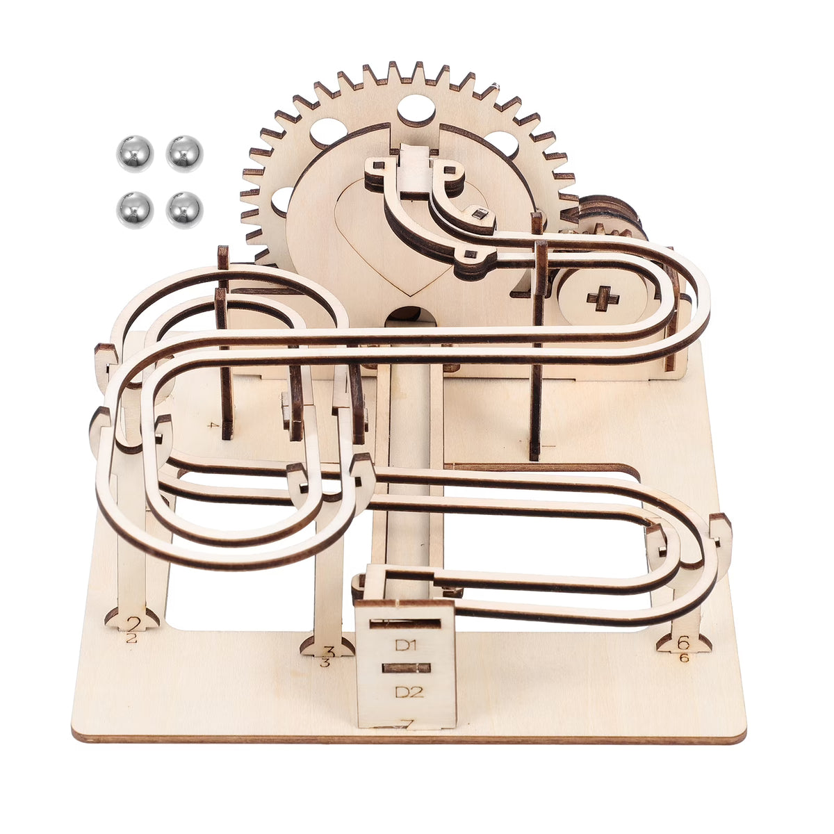 3D Wooden Puzzles Marble Run Set DIY Roller Coaster Toys Mechanical Model V37024