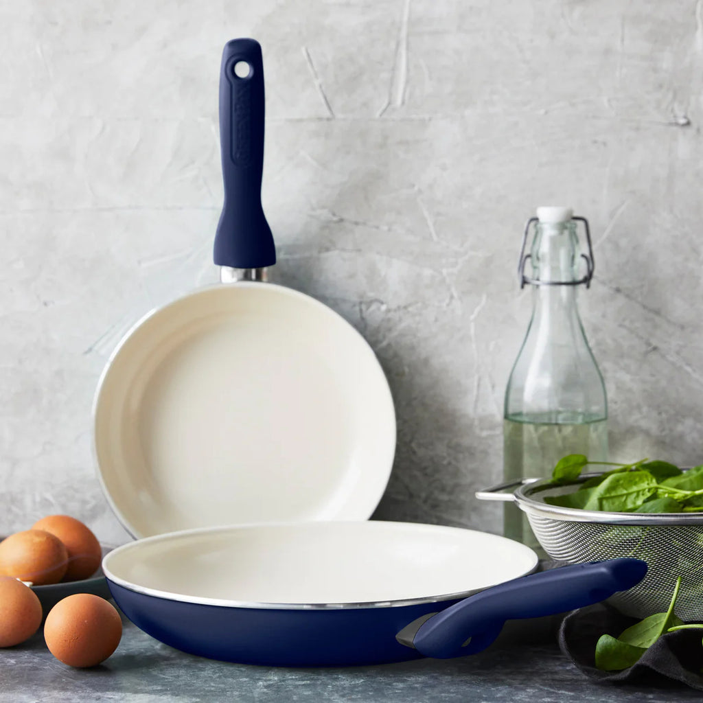 Navy Ceramic Nonstick 7", 9.5" and 11" Frypan Set Q599