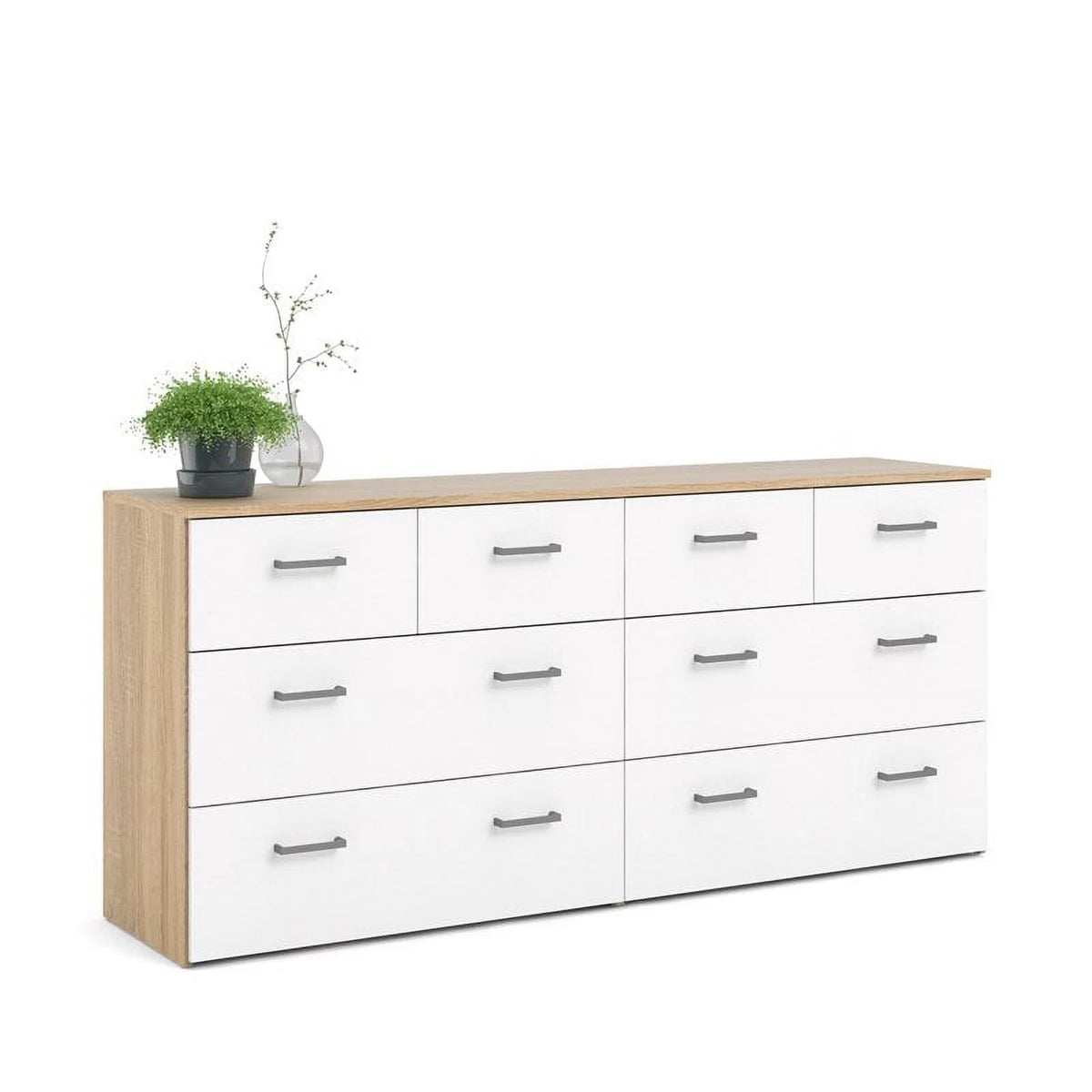 Oak Structure White 8 Drawer Double Dresser N295933