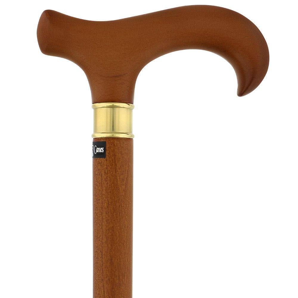 Brown Derby Walking Cane with Beechwood Shaft and Brass Collar U554801