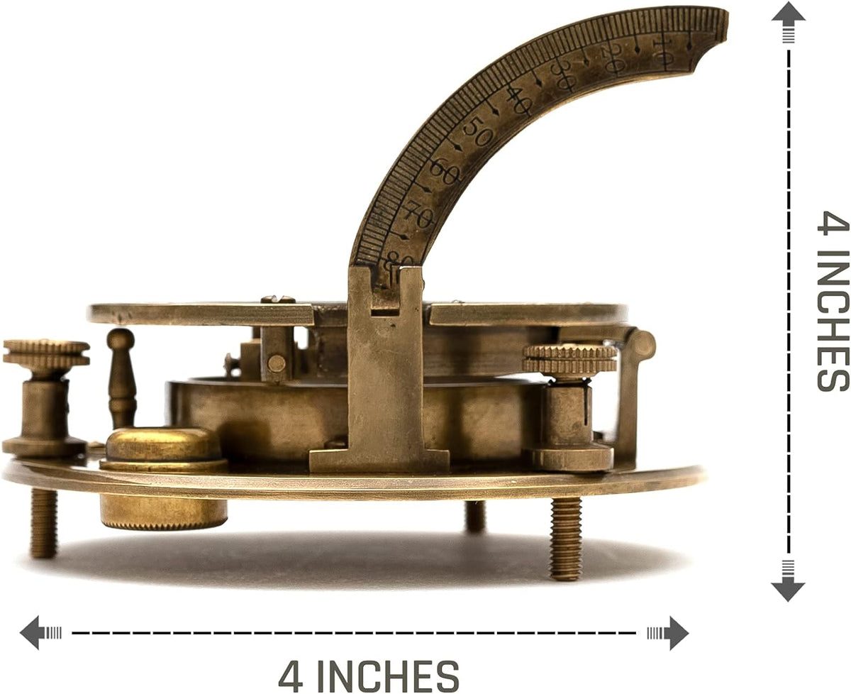Antique Look Brass Sundial Compass with Wooden Box, Pack of 2 B859972