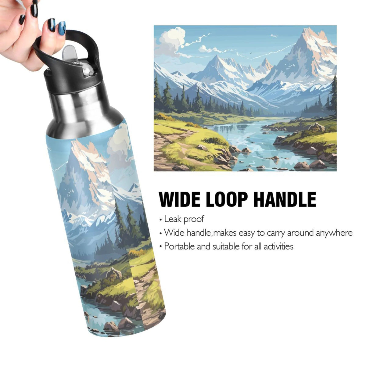 Insulated Stainless Steel Water Bottle with Straw Lid 20 oz C8763