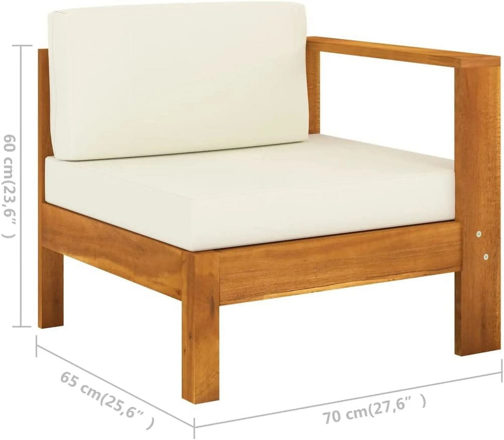 10 Piece Acacia Wood Patio Lounge Set with Cream White Cushions O602