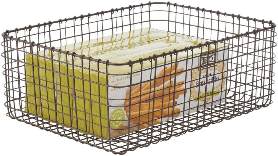 Bronze Metal Wire Food Organizer Storage Bin Basket, Pack of 2 S449746