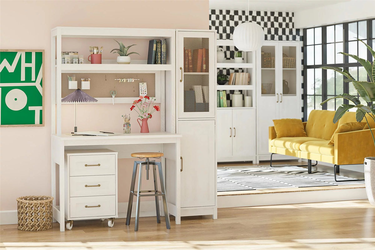 2 Door Ivory Oak Bookcase P9757