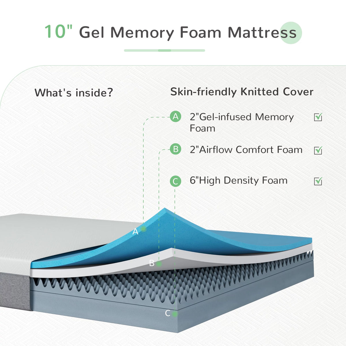 10 inch Cooling Gel Memory Foam Queen Mattress U546563