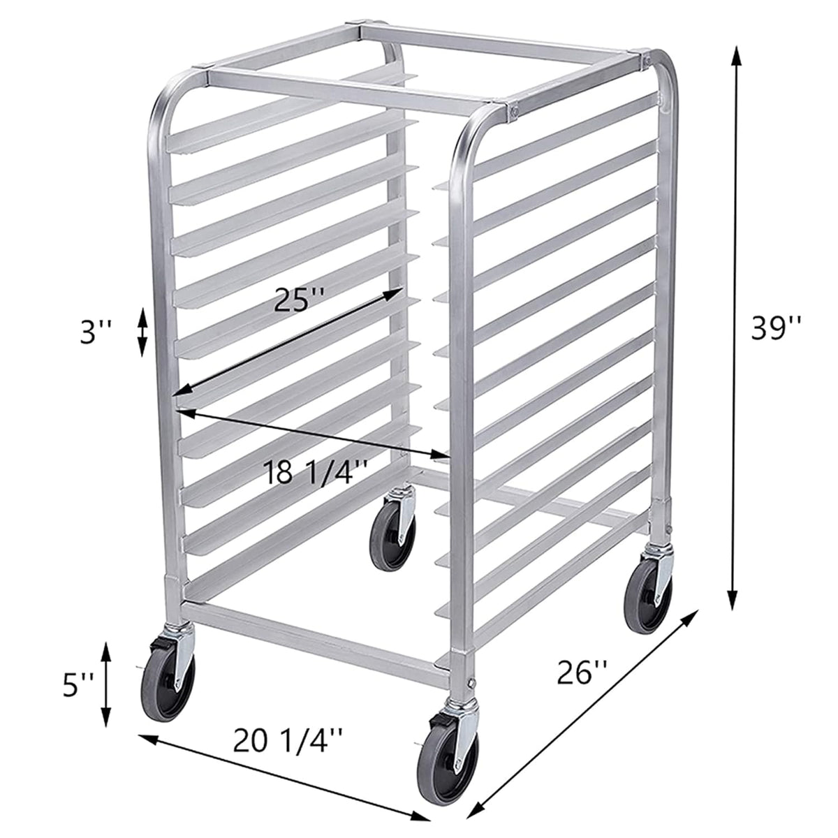 10 Tier Aluminum Bun Pan Rack with Wheels N3667