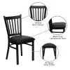Black Vinyl Seat Metal Restaurant Chair Y189300