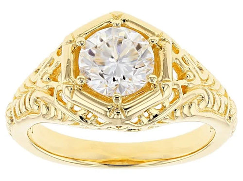 14K Yellow Gold Over Silver Moissanite Ring F24754