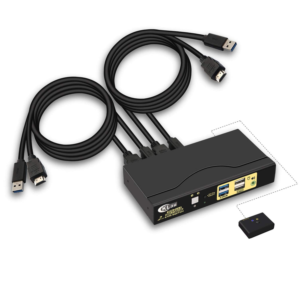 HDMI KVM Switch 4 Port with Cables, 2 pcs USB 3.0 Hub and Audio Output B822004