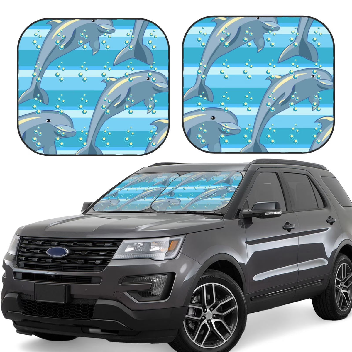 Dolphin Windshield Sun Shade 2-Piece Car Front Window Sunshade Y71760
