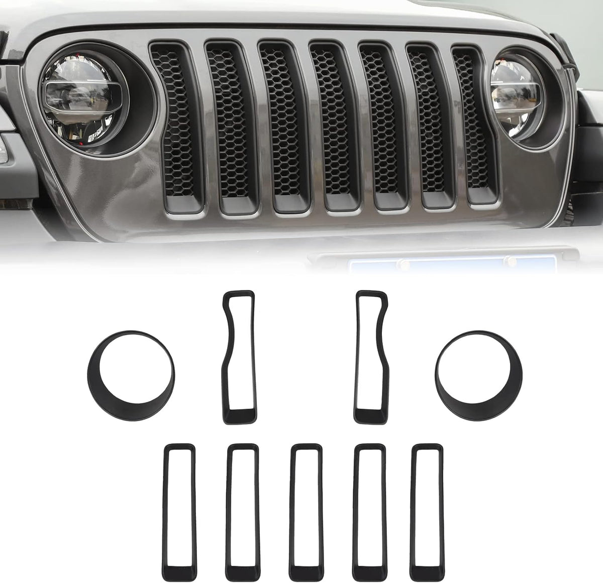 Red Mesh Grille Insert Headlight Turn Light Cover Trim Pack of 2 M480