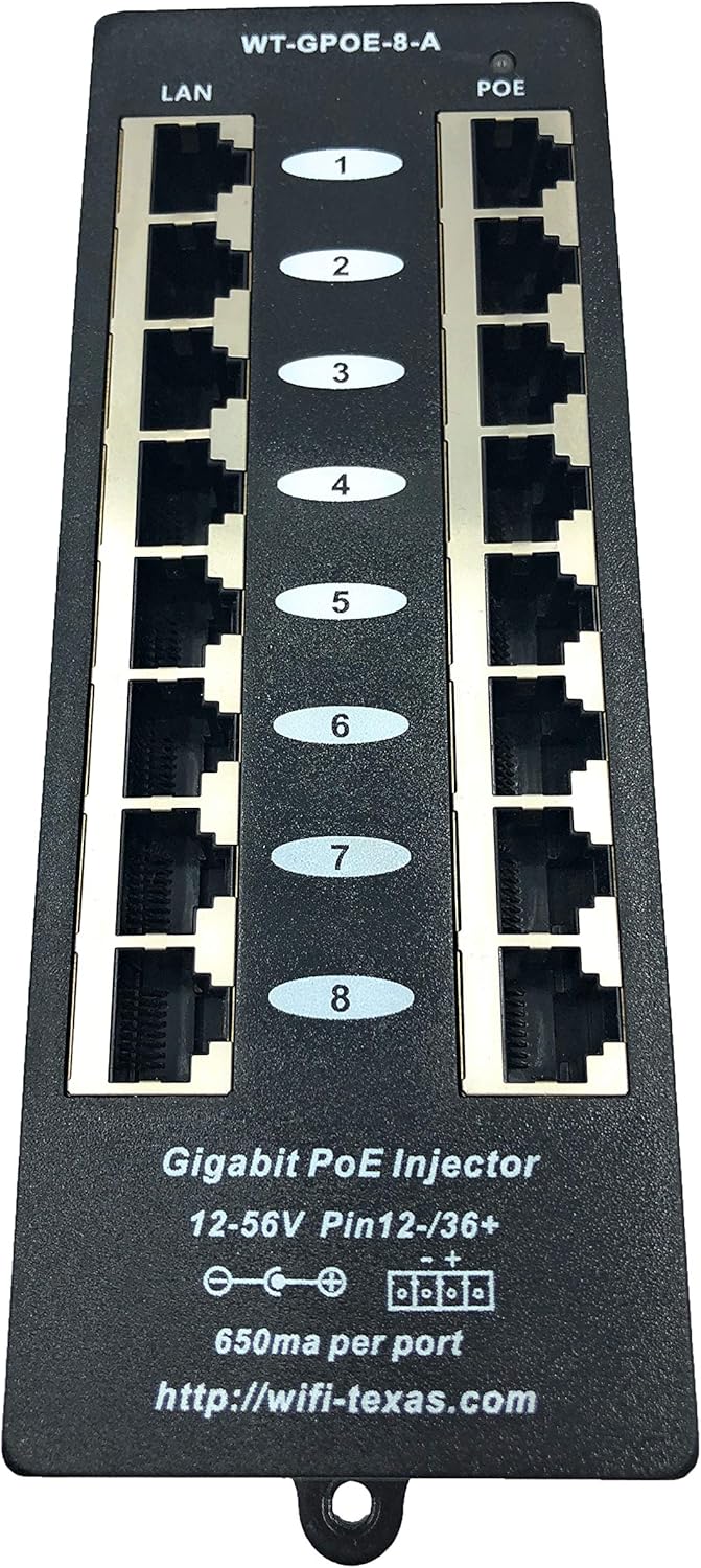 8 Port Gigabit Passive PoE Injector with 48 Volt 60 Watt Power Supply F443742