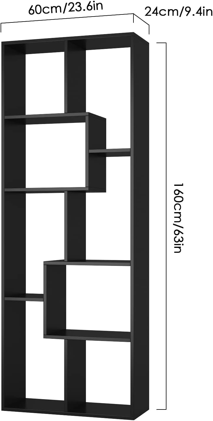 Black 8 Tier Bookcase H425