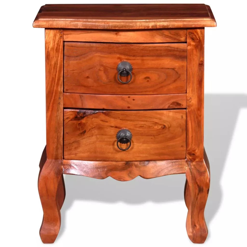 Nightstand with Drawers Solid Acacia Wood W544