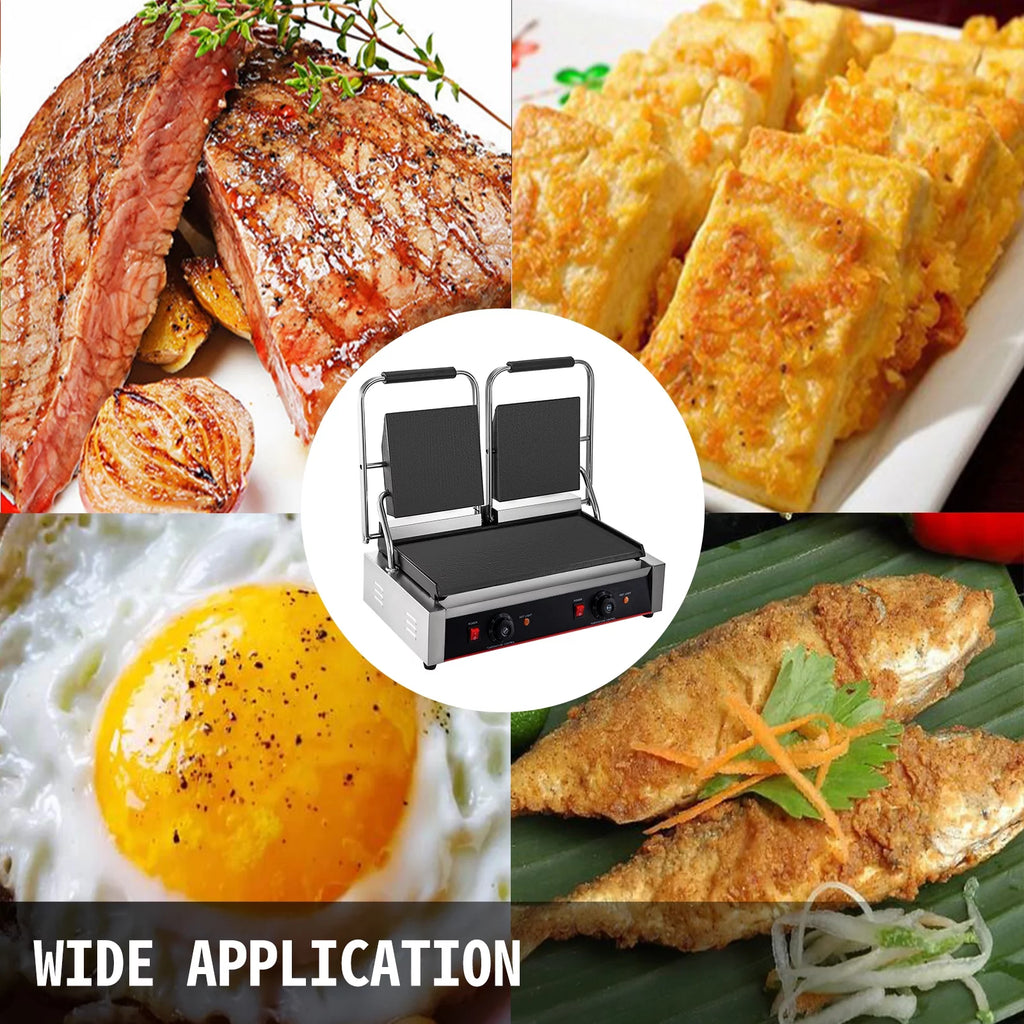 110V 3600W Electric Panini Press Grill Non-Stick Double Flat Plates A8254
