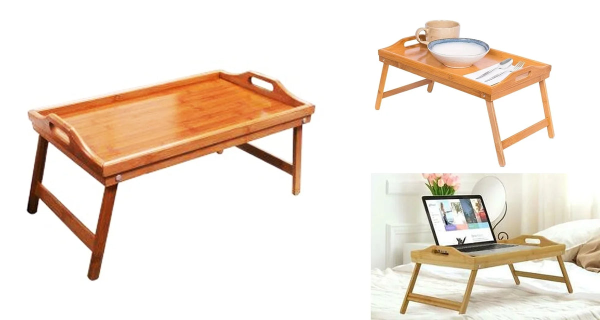 Portable Folding Bamboo Bed Table Brown 20 x 12 x 2.5 Q47445