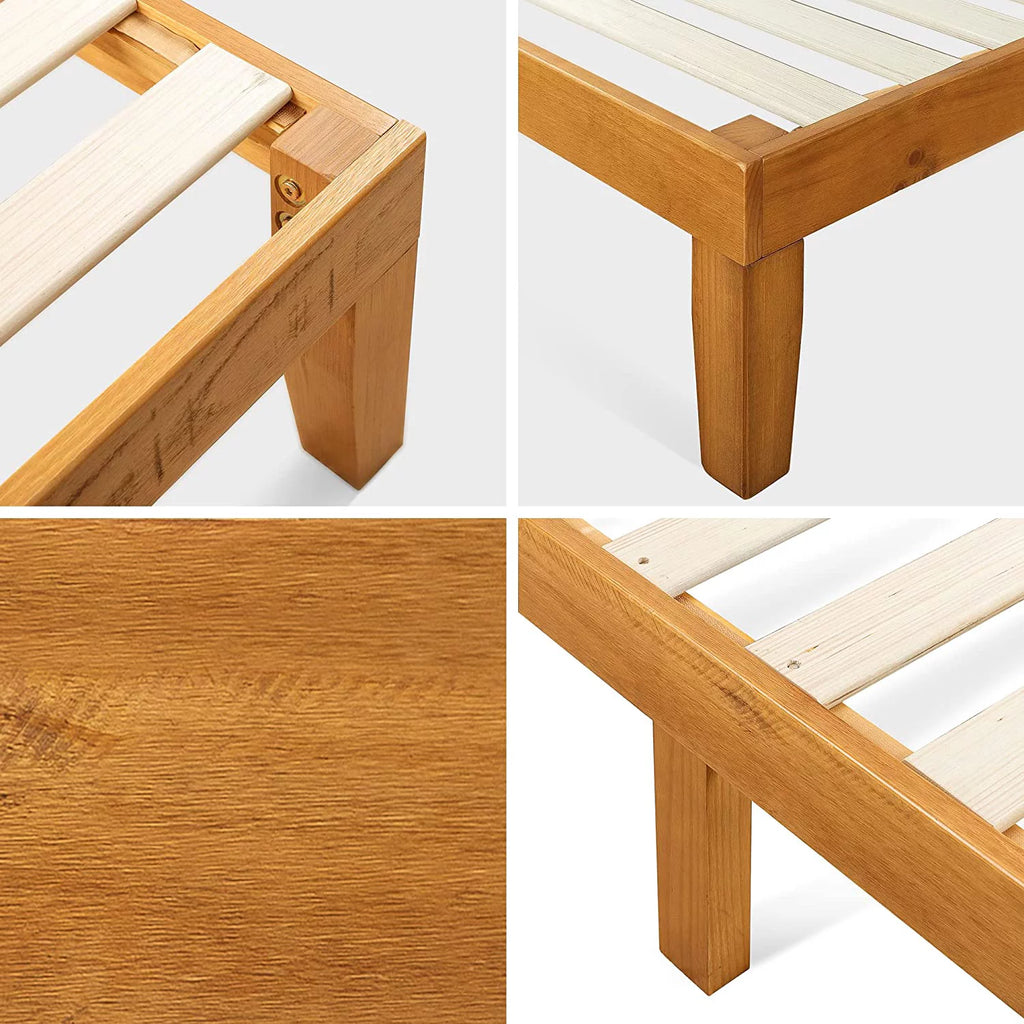 12 Inch Wood Platform Bed with Headboard Queen K604