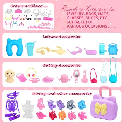 Doll Clothes and Accessories with Princess Gowns Dresses Shoes N85452