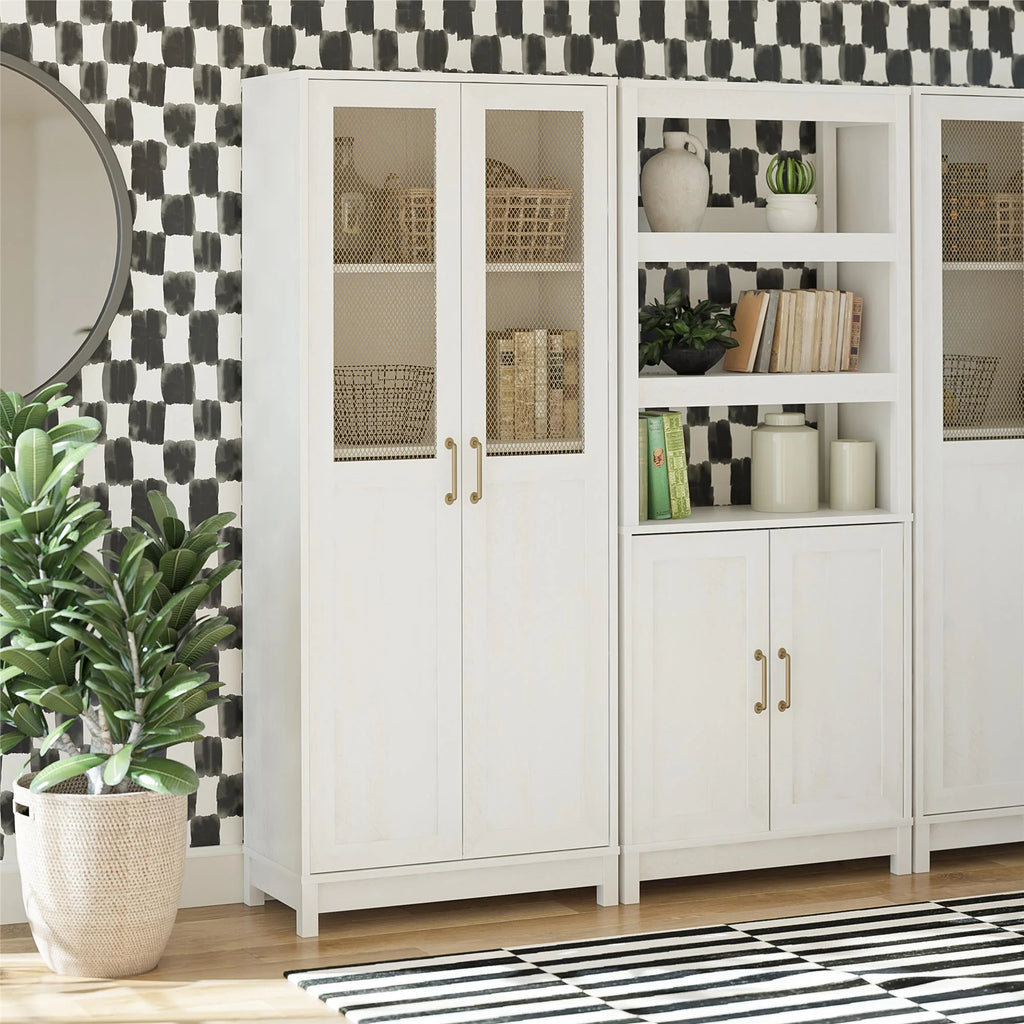 2 Door Ivory Oak Bookcase P9757