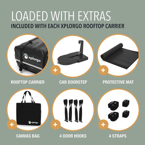15 Cubic ft Waterproof Rooftop Cargo Bag with Mat, Door Hooks, Straps & Bag R7694