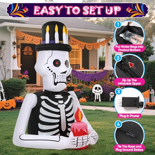 8FT Halloween Inflatable Skeleton Tree with LED Lights G457