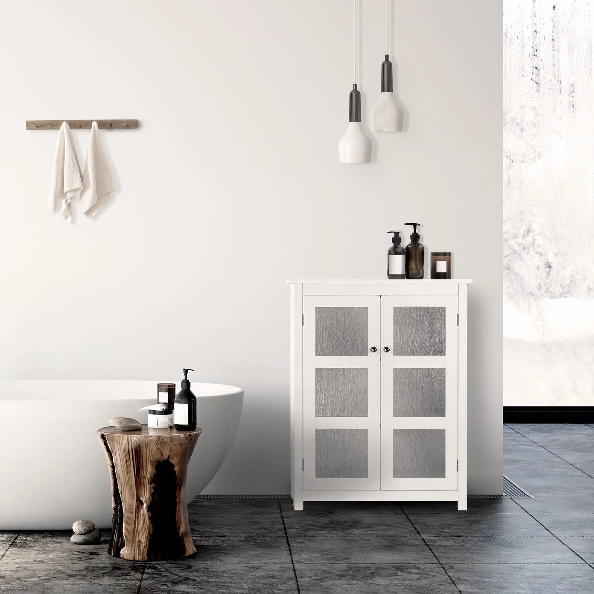 White Bathroom Floor Cabinet V287