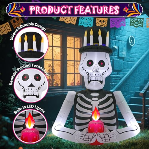 8FT Halloween Inflatable Skeleton Tree with LED Lights G457