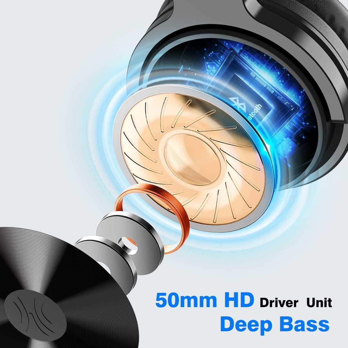 Pack of 2 Foldable Bluetooth Over Ear Headphones with 50mm Neodymium Drivers F17375