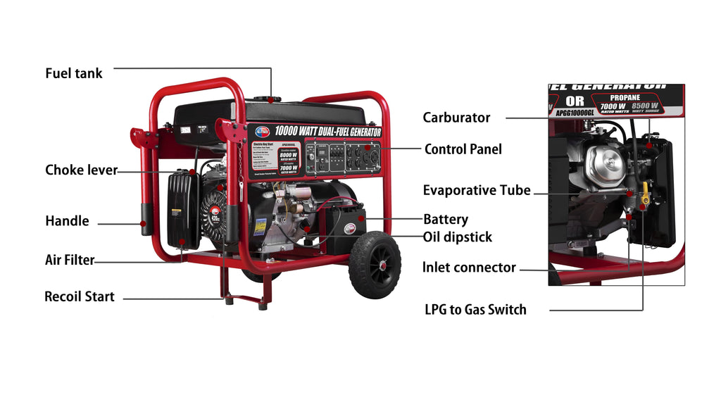 10000 Watt Dual Fuel Portable Generator with Electric Start P49180